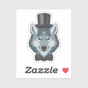 Wolf als Groom met Bow Sticker