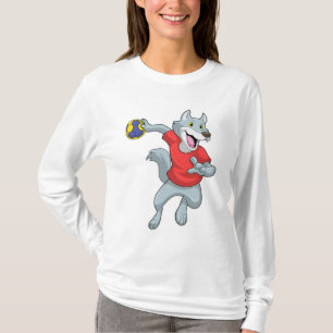Wolf als handballspeler met handbal t-shirt