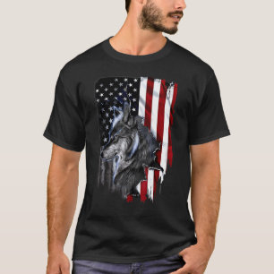 Wolf American Flag T-shirt