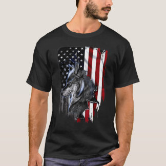 Wolf American Flag T-shirt
