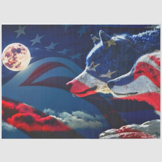 Wolf American Pride of Flag Tissuepapier (Voorkant)