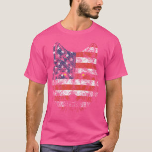 Wolf Amerikaanse vlag Verenigde Staten 4 juli T-shirt