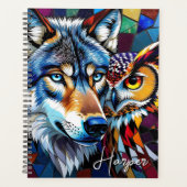 Wolf and Owl Vibrant and Colorful Personalized  (Devant)