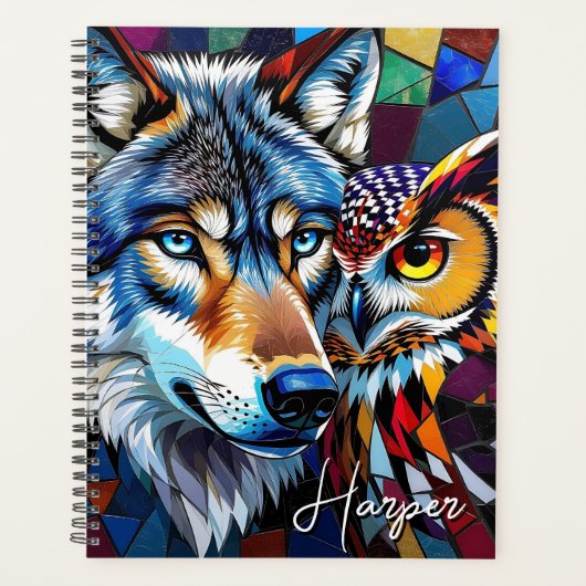 Wolf and Owl Vibrant and Colorful Personalized (Devant)