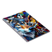 Wolf and Owl Vibrant and Colorful Personalized  Notitieboek (Rechterzijde)