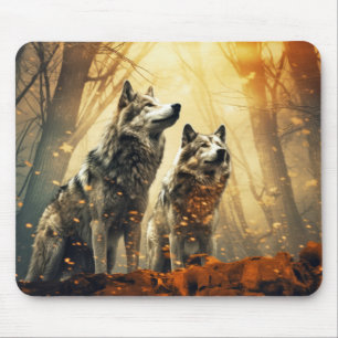 Wolf Animal Wilderness Kleurrijke kunst aan de muu Muismat