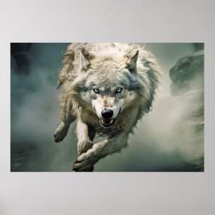 Wolf Animal Wilderness Kleurrijke kunst aan de muu Poster