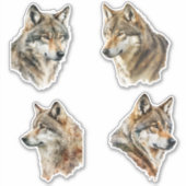Wolf Aquarel Portretten Sticker (Voorkant)