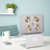 Wolf Aquarel Portretten Sticker (Laptop op bureau)