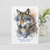 Wolf aquarelschilderij kaart (Staand voorkant)