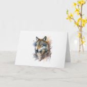 Wolf aquarelschilderij kaart (Gele Bloem)