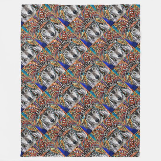 Wolf Art Fleece Deken (Voorkant)