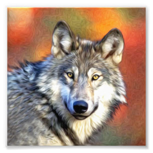 Wolf Art Painting Foto Afdruk