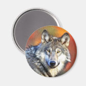 Wolf Art Painting Magneet (Voorkant / Achterkant)