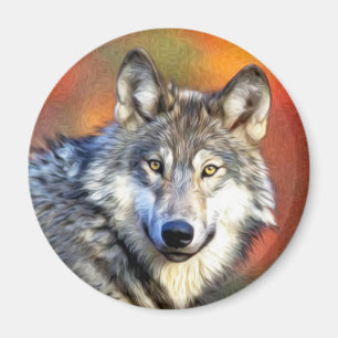 Wolf Art Painting Magneet