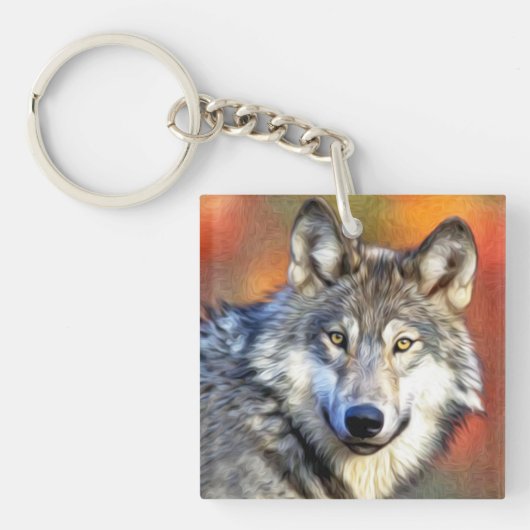 Wolf Art Painting Sleutelhanger (voorkant)