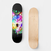 Wolf Art Watercolor Splash Skateboard (Recto)