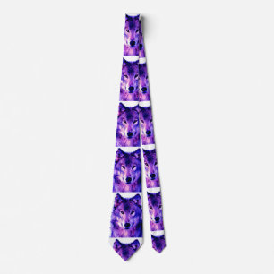 Wolf artwork blauw kleur stropdas