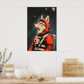 Wolf Astronaut Poster, Wolf Retro Print, Wolf Poster (Keuken)