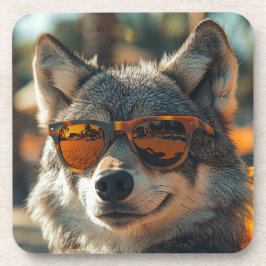 Wolf at the beach bier onderzetter