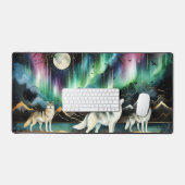 Wolf Aurora Borealis Desk Mat Northern Lights (Clavier et souris)