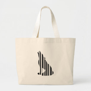 WOLF BAR CODE Howl Barcode Patroon Ontwerp Grote Tote Bag