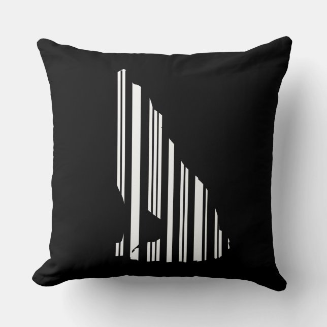 WOLF BAR CODE Huilende Barcode Patroon Ontwerp Kussen (Voorkant)