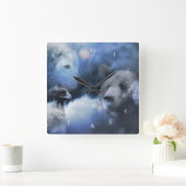 Wolf Beer en Eagle Native American Vierkante Klok (Huis)