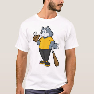 Wolf bij Baseball met honkbalknuppel T-shirt