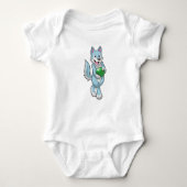 Wolf bij Bowling met Bowling ball Romper (Voorkant)