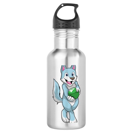 Wolf bij Bowling met Bowling ball Waterfles (Voorkant)