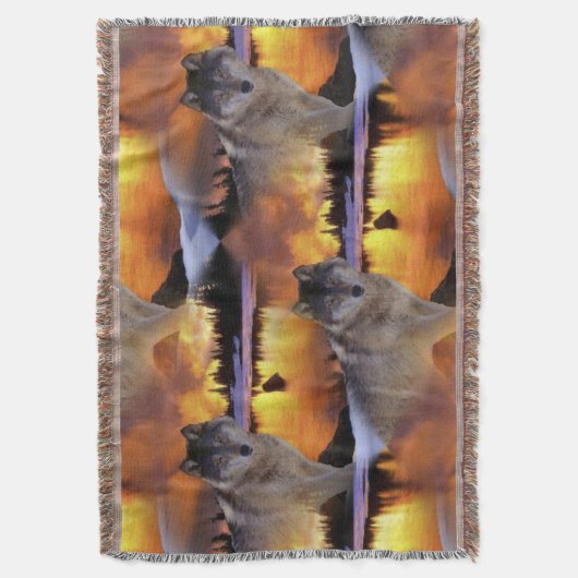 Wolf bij Sunset Pattern Deken (Voorkant Verticaal)
