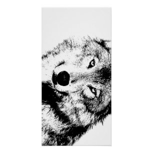 Wolf Black & White Pop Art Perfect Poster
