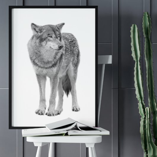 Wolf Black White Style Cabine moderne Poster