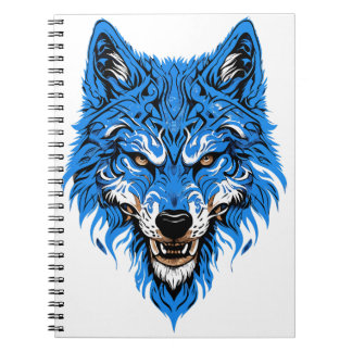 Wolf blauw en wit ontwerp notitieboek