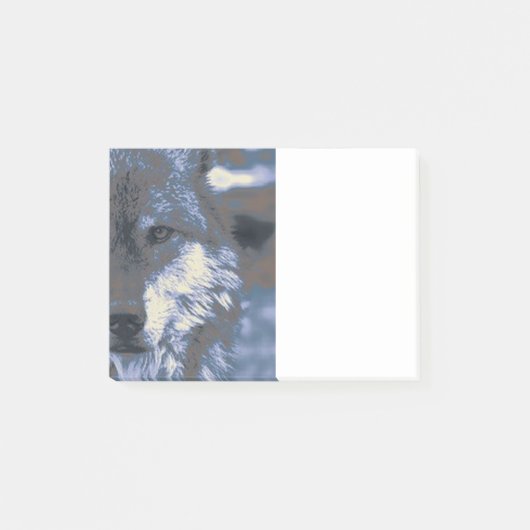 Wolf, blauw post-it® notes (Voorkant)