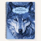 Wolf Blue Hemelse Kosmische Sterren Sociale Angst Notitieboek (Voorkant)
