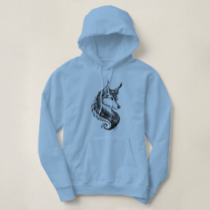 Wolf Blue Hoodie, zwart en wit Hoodie