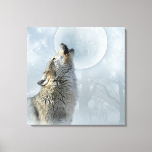 Wolf Blue Moon CANVAS Afdruk (Voorkant)