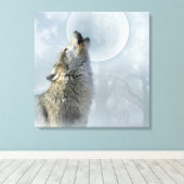 Wolf Blue Moon CANVAS Afdruk (Insitu (Houten vloer))