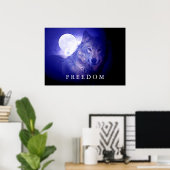 Wolf Blue Night Fullmoon Freedom Poster (Bureau à domicile)