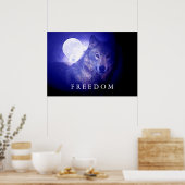 Wolf Blue Night Fullmoon Freedom Poster (Cuisine)