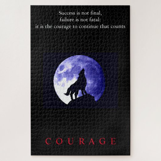 Wolf Blue Night Motivatie Courage Legpuzzel (Verticaal)