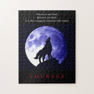 Wolf Blue Night Motivatie Courage Legpuzzel