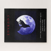 Wolf Blue Night Motivatie Courage Legpuzzel (Horizontaal)