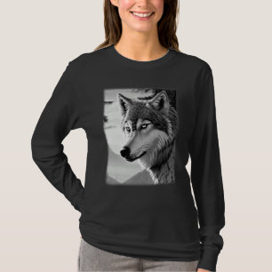 Wolf bos dier print roofdier motief hoofd wolve t-shirt