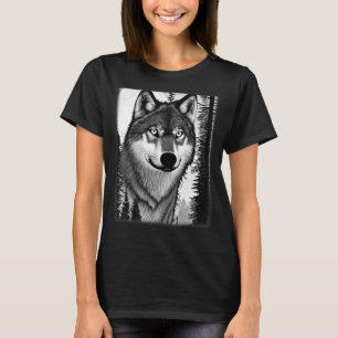 Wolf bos dierenprint roofdier motief hoofd wolf t-shirt