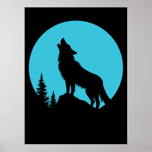 Wolf Bos Natuur Buitenleven Wilde Dieren Silhouet Poster