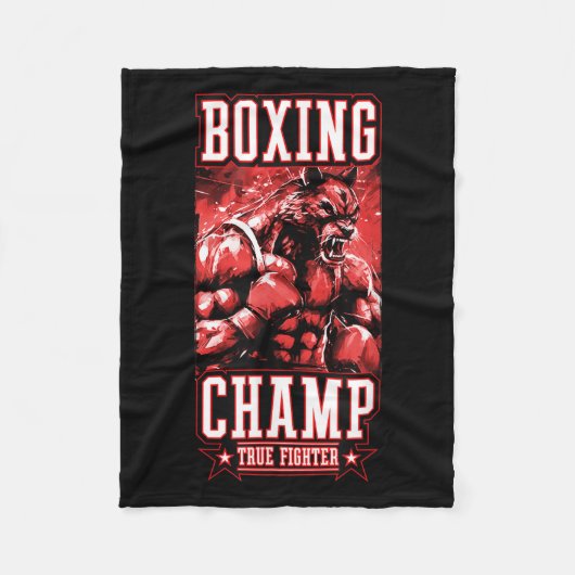 Wolf Boxing Champ _ Boxer Fighter Motivation Fleece Deken (Voorkant)
