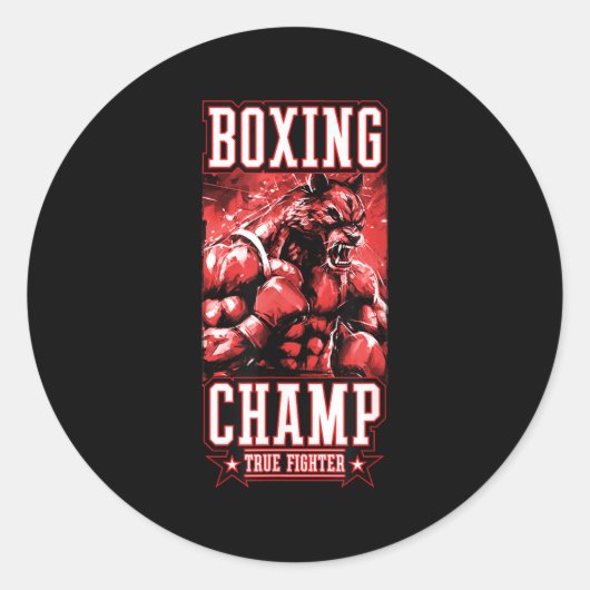 Wolf Boxing Champ _ Boxer Fighter Motivation  Ronde Sticker (Voorkant)